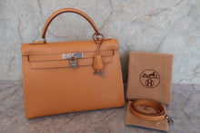 將圖片載入圖庫檢視器 HERMES/エルメス ケリー32 ボックスカーフ ナチュラル/マットシルバー金具 □C刻印 ショルダーバッグ 700090149