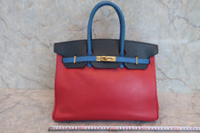 画像をギャラリービューアに読み込む, HERMES/エルメス バーキン35 トリコロール クシュベル ルージュヴィフ/ブルー/ネイビー □A刻印 ハンドバッグ 800020219