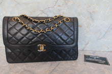 画像をギャラリービューアに読み込む, CHANEL/シャネル パリ限定マトラッセダブルフラップチェーンショルダーバッグ ラムスキン ブラック/ゴールド金具 ショルダーバッグ 700100236