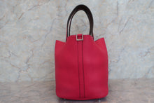 将图片加载到图库查看器,HERMES PICOTIN LOCK Eclat MM Clemence leather/Swift leather Framboise/Rouge sellier Z刻印 Hand bag 600100161