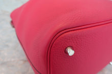 Load image into Gallery viewer, HERMES PICOTIN LOCK Eclat MM Clemence leather/Swift leather Framboise/Rouge sellier Z Engraving Hand bag 600100161