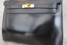 画像をギャラリービューアに読み込む, HERMES/エルメス ケリー32 ボックスカーフ ブラック □J刻印 ショルダーバッグ 700070117