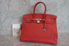 將圖片載入圖庫檢視器 HERMES/エルメス バーキン35 バイカラー トリヨンクレマンス サンギーヌ/ホワイト □O刻印 ハンドバッグ 700070128