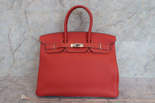 將圖片載入圖庫檢視器 HERMES/エルメス バーキン35 バイカラー トリヨンクレマンス サンギーヌ/ホワイト □O刻印 ハンドバッグ 700070128