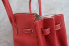 Load image into Gallery viewer, HERMES BIRKIN 35 Bi-color Clemence leather Sanguine/White □O Engraving Hand bag 700070128