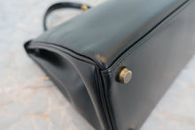 画像をギャラリービューアに読み込む, HERMES/エルメス ケリー28 ボックスカーフ ブラック 〇F刻印 ハンドバッグ 700080112