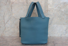 Load image into Gallery viewer, HERMES PICOTIN LOCK MM Clemence leather Blue jean W Engraving Hand bag 700080176