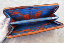 Load image into Gallery viewer, HERMES  Azapp Long Silkin Epsom leather/Silk Orange poppy X Engraving Wallet 700030244