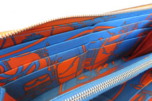 Load image into Gallery viewer, HERMES  Azapp Long Silkin Epsom leather/Silk Orange poppy X Engraving Wallet 700030244