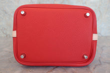 Load image into Gallery viewer, HERMES PICOTIN LOCK TOUCH PM Clemence leather/Swift leather Rouge tomate/Rose eglantine X Engraving Hand bag 800070089