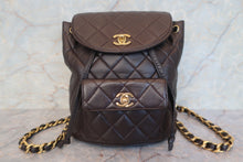 Load image into Gallery viewer, CHANEL Matelasse chain back pack Lambskin Brown/Gold hadware Back pack 700120092