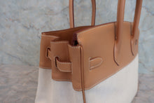 画像をギャラリービューアに読み込む, HERMES/エルメス バーキン35 トワルアッシュ/クシュベル ベージュ/ナチュラル □C刻印 ハンドバッグ 800030105