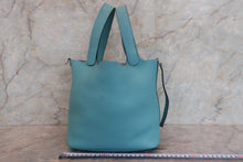 Load image into Gallery viewer, HERMES PICOTIN LOCK MM Clemence leather Blue atoll T Engraving Hand bag 700090195