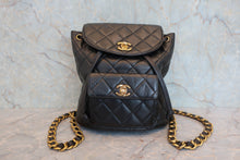 Load image into Gallery viewer, CHANEL Matelasse chain back pack Lambskin Black/Gold hadware Back pack 800050149