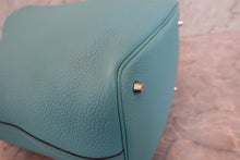 Load image into Gallery viewer, HERMES PICOTIN LOCK MM Clemence leather Blue atoll T Engraving Hand bag 700090195