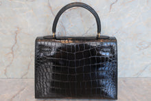 Load image into Gallery viewer, HERMES KELLY 25 Crocodile Alligator Black □B Engraving Shoulder bag 600040130