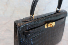 Load image into Gallery viewer, HERMES KELLY 25 Crocodile Alligator Black □B Engraving Shoulder bag 600040130