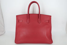 Load image into Gallery viewer, HERMES BIRKIN 35 Graine Couchevel leather Rouge vif □C Engraving Hand bag 800100073