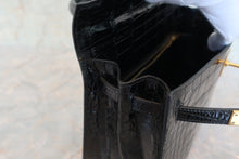 Load image into Gallery viewer, HERMES KELLY 25 Crocodile Alligator Black □B Engraving Shoulder bag 600040130