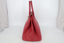 Load image into Gallery viewer, HERMES BIRKIN 35 Graine Couchevel leather Rouge vif □C Engraving Hand bag 800100073