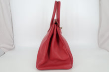 Load image into Gallery viewer, HERMES BIRKIN 35 Graine Couchevel leather Rouge vif □C Engraving Hand bag 800100073
