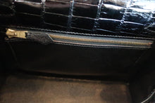 Load image into Gallery viewer, HERMES KELLY 25 Crocodile Alligator Black □B Engraving Shoulder bag 600040130