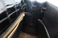 Load image into Gallery viewer, HERMES KELLY 25 Crocodile Alligator Black □B Engraving Shoulder bag 600040130