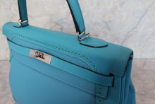 画像をギャラリービューアに読み込む, HERMES/エルメス ケリー35 ギリーズ トゴ/ヴォースイフト ターコイズ T刻印 ショルダーバッグ 700100241