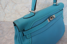 画像をギャラリービューアに読み込む, HERMES/エルメス ケリー35 ギリーズ トゴ/ヴォースイフト ターコイズ T刻印 ショルダーバッグ 700100241