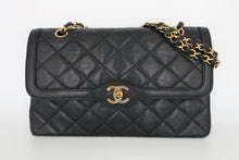 画像をギャラリービューアに読み込む, CHANEL/シャネル パリ限定マトラッセダブルフラップチェーンショルダーバッグ ラムスキン ブラック/ゴールド金具 ショルダーバッグ 800100050