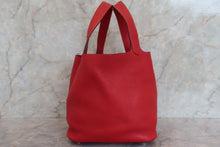 Load image into Gallery viewer, HERMES PICOTIN LOCK MM Clemence leather Rouge casaque X Engraving Hand bag 700040065