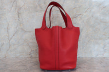 Load image into Gallery viewer, HERMES PICOTIN LOCK MM Clemence leather Rouge casaque X Engraving Hand bag 700040065