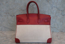 Load image into Gallery viewer, HERMES BIRKIN 35 Toile H/Graine Couchevel leather Beige/Rouge vif 〇Y Engraving Hand bag 800020061