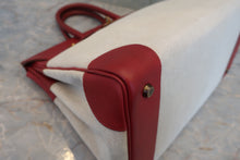 Load image into Gallery viewer, HERMES BIRKIN 35 Toile H/Graine Couchevel leather Beige/Rouge vif 〇Y Engraving Hand bag 800020061