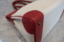 Load image into Gallery viewer, HERMES BIRKIN 35 Toile H/Graine Couchevel leather Beige/Rouge vif 〇Y Engraving Hand bag 800020061