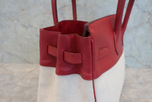 Load image into Gallery viewer, HERMES BIRKIN 35 Toile H/Graine Couchevel leather Beige/Rouge vif 〇Y Engraving Hand bag 800020061