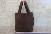 Load image into Gallery viewer, HERMES PICOTIN LOCK PM Clemence leather Chocolat □P Engraving Hand bag 700100199