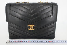 画像をギャラリービューアに読み込む, CHANEL/シャネル Vステッチチェーンショルダーバッグ ラムスキン ブラック/ゴールド金具 ショルダーバッグ 800100012