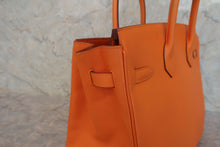 画像をギャラリービューアに読み込む, HERMES/エルメス オータクロア32 ヴォーエプソン オレンジ □L刻印 ハンドバッグ 800020016