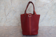 将图片加载到图库查看器,HERMES PICOTIN LOCK TOUCH PM Clemence leather/Swift leather Rouge H/Brique □R刻印 Hand bag 800010138