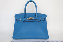 将图片加载到图库查看器,HERMES BIRKIN 30 Clemence leather Mykonos □O刻印 Hand bag 800100074