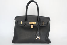 将图片加载到图库查看器,HERMES BIRKIN 30 Togo leather Black □I刻印 Hand bag 800100062
