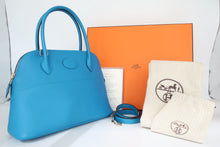 将图片加载到图库查看器,HERMES BOLIDE 27 Epsom leather Blue zanzibar A刻印 Shoulder bag 800100088