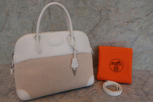 Load image into Gallery viewer, HERMES BOLIDE 35 Toile H/Clemence leather Beige/White □E Engraving Shoulder bag 700120112