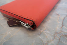 Load image into Gallery viewer, HERMES  Azapp Long Silkin Epsom leather/Silk Rouge pivoine T Engraving Wallet 700050130
