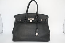 将图片加载到图库查看器,HERMES BIRKIN 35 Togo leather Black □R刻印 Hand bag 800100081