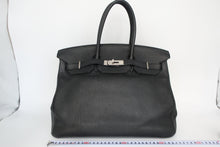 将图片加载到图库查看器,HERMES BIRKIN 35 Togo leather Black □R刻印 Hand bag 800100081