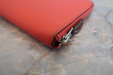 Load image into Gallery viewer, HERMES  Azapp Long Silkin Epsom leather/Silk Rouge pivoine T Engraving Wallet 700050130