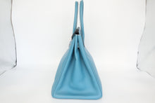 将图片加载到图库查看器,HERMES BIRKIN 35 Epsom leather Blue jean □K刻印 Hand bag 800100078