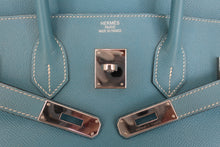 将图片加载到图库查看器,HERMES BIRKIN 35 Epsom leather Blue jean □K刻印 Hand bag 800100078